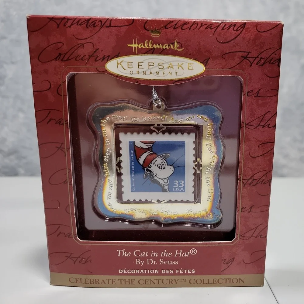 Hallmark 1999 Cat in the Hat Dr Seuss USPS Stamp Keepsake Ornament *‎